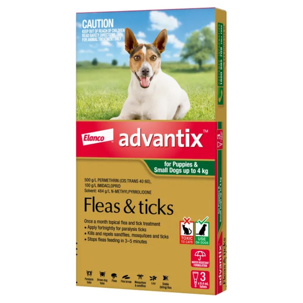 Advantix Fleas and Ticks for Small Dogs 0-4kg (3-pack).