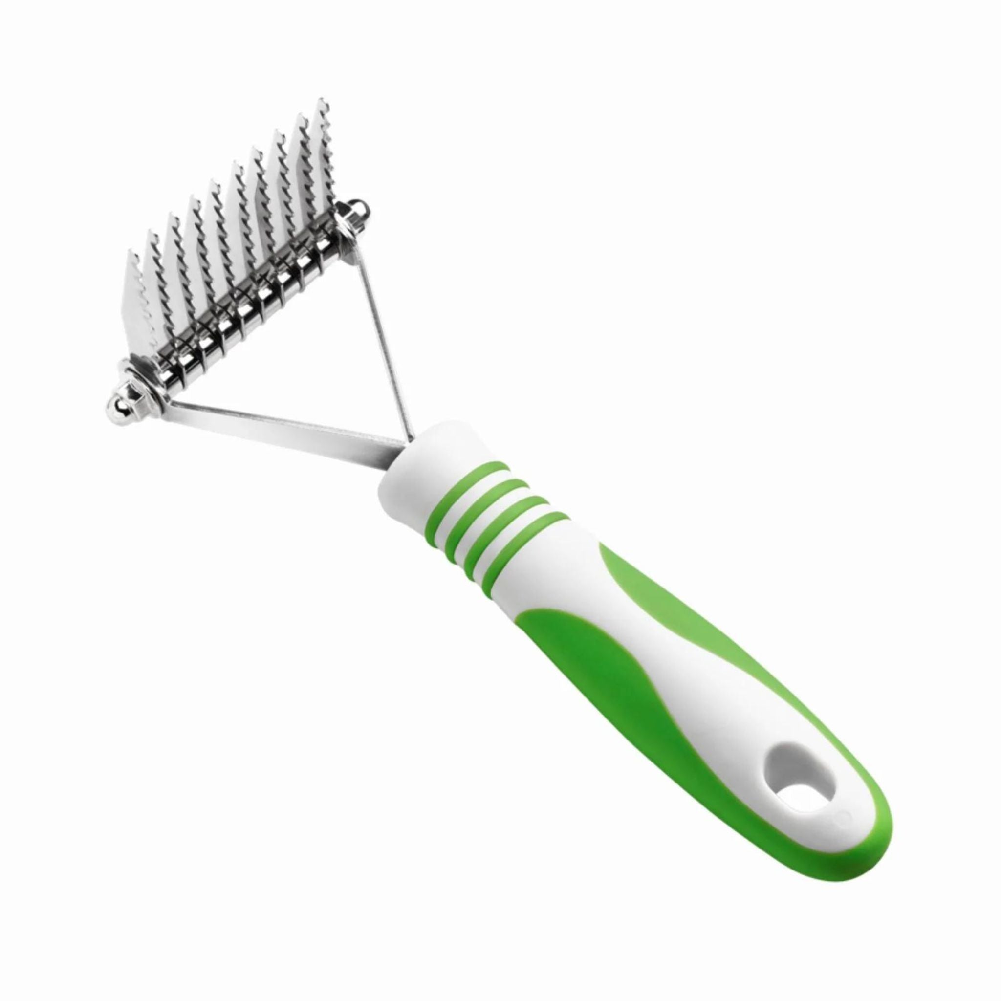 Front angle view of the Andis Dematting Rake showing the blade and handle
