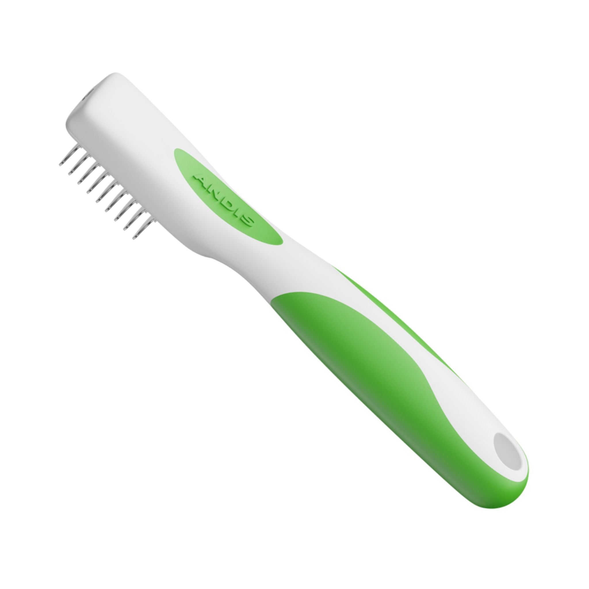 Back view of the Andis Dematting Tool highlighting the ergonomic design of the handle.