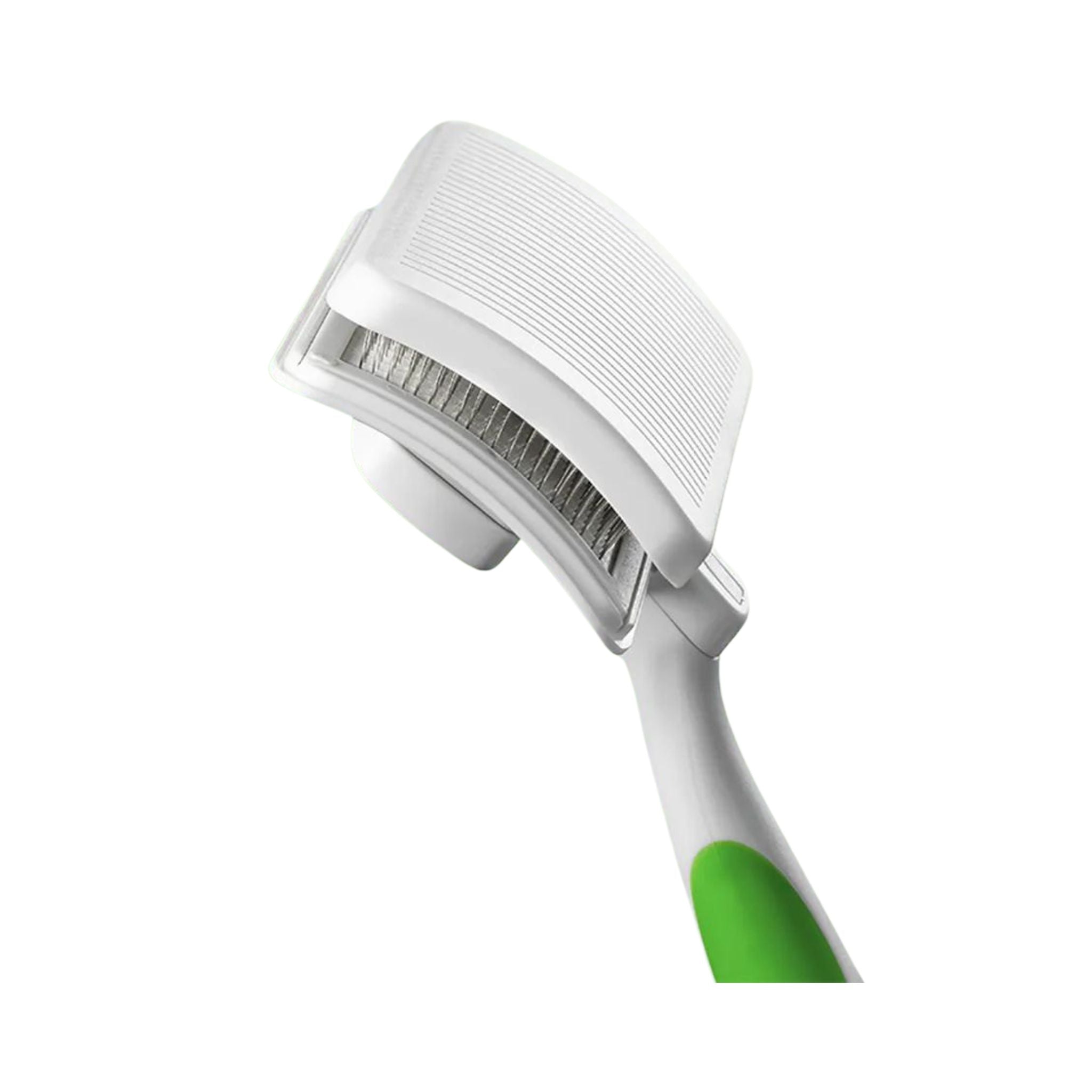Close-up view of the Andis Self-Cleaning Slicker Brush for easy cleaning.