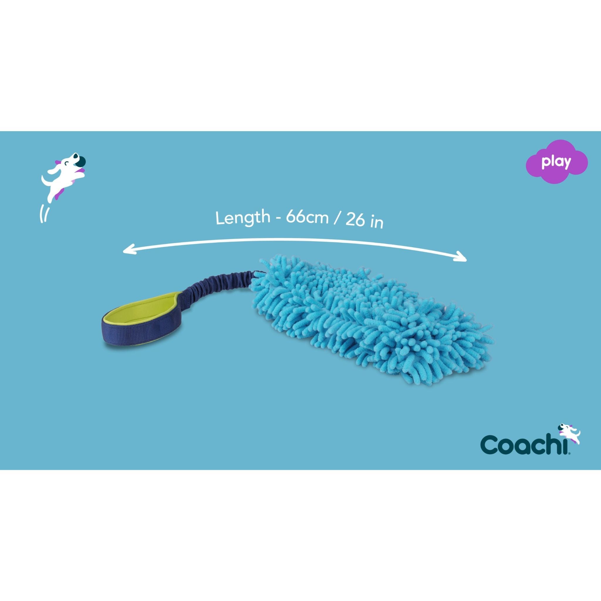 The Coachi Tuggi Hide Training Aid with detailed measurements of the length - 66cm, perfect for dogs of all ages.