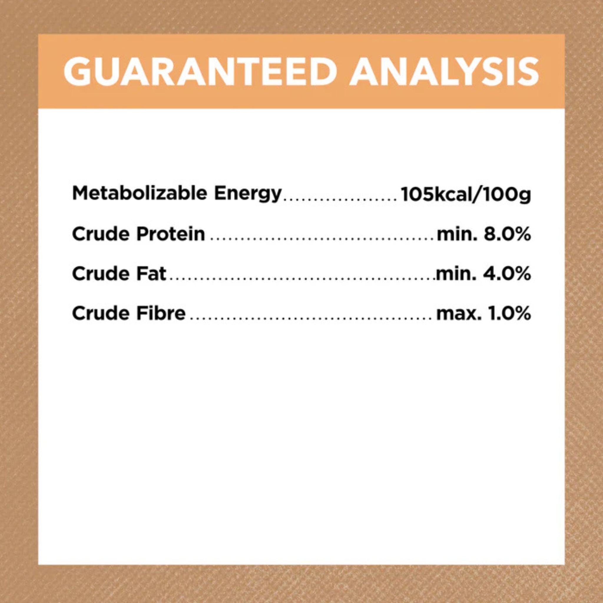 Guaranteed analysis nutrition label for Ivory Coat Puppy Wet Food Chicken Stew