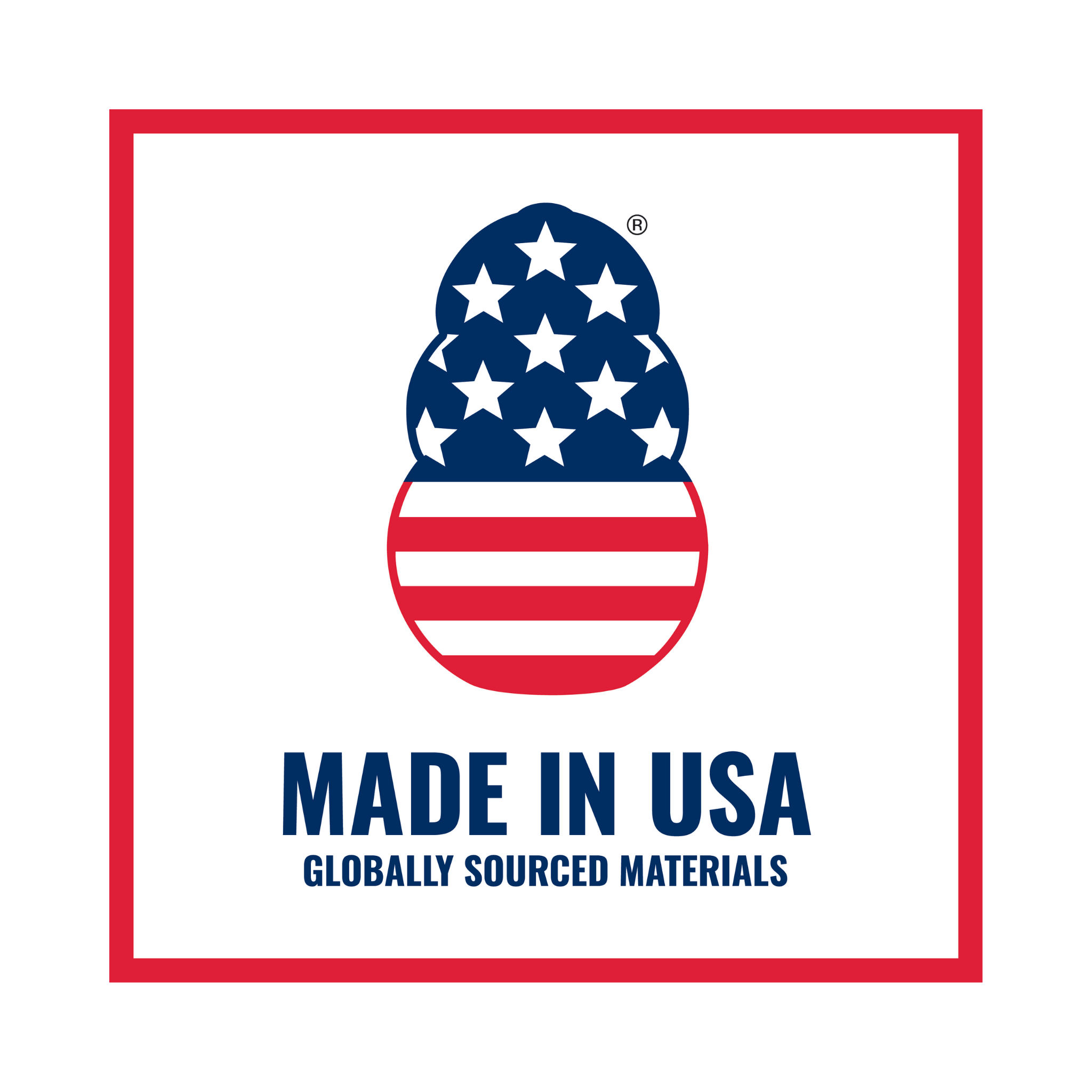 KONG Logo with American flag design and 'Made in USA Globally Sourced Materials' text on a white background