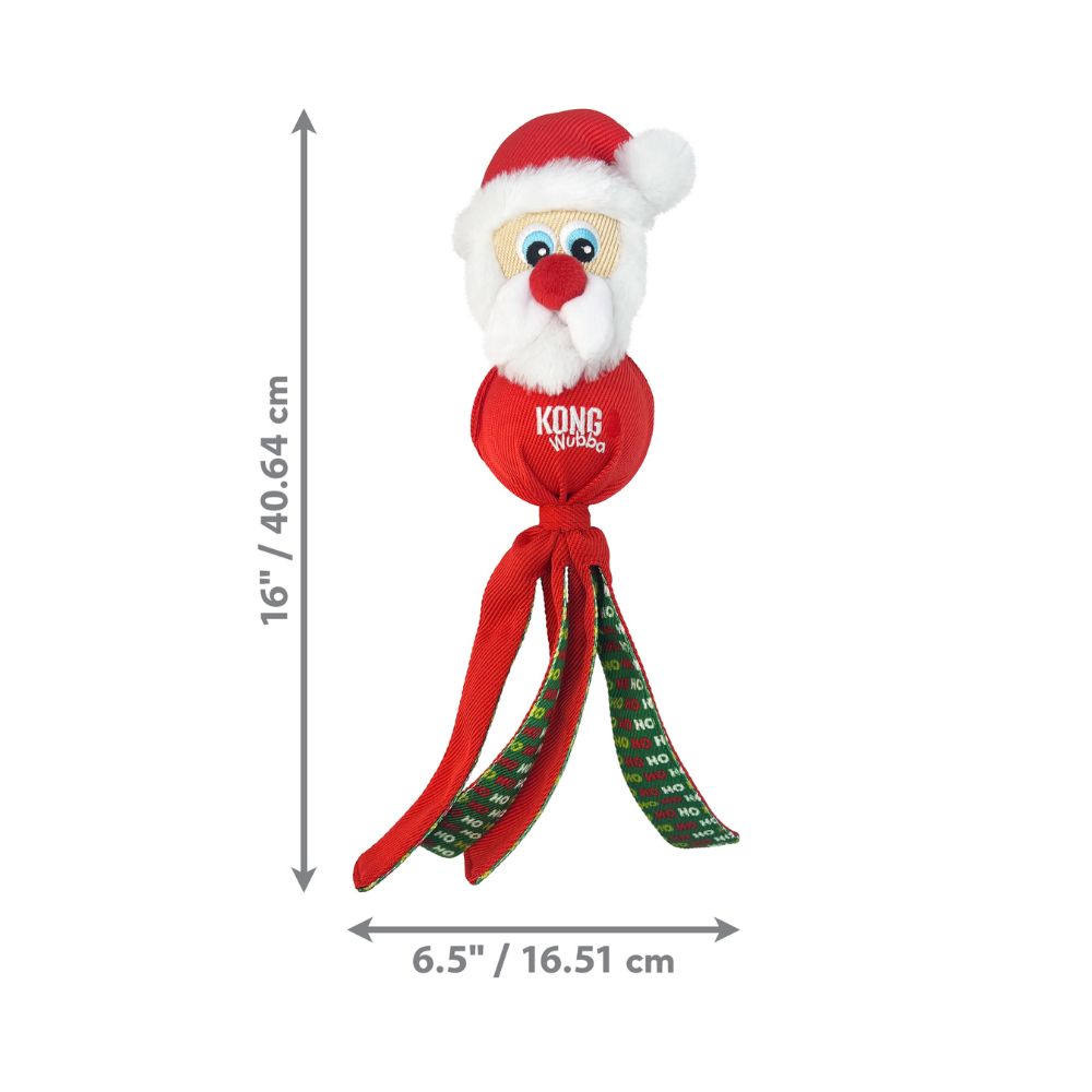 KONG Holiday Wubba Santa dog toy - dimensions.