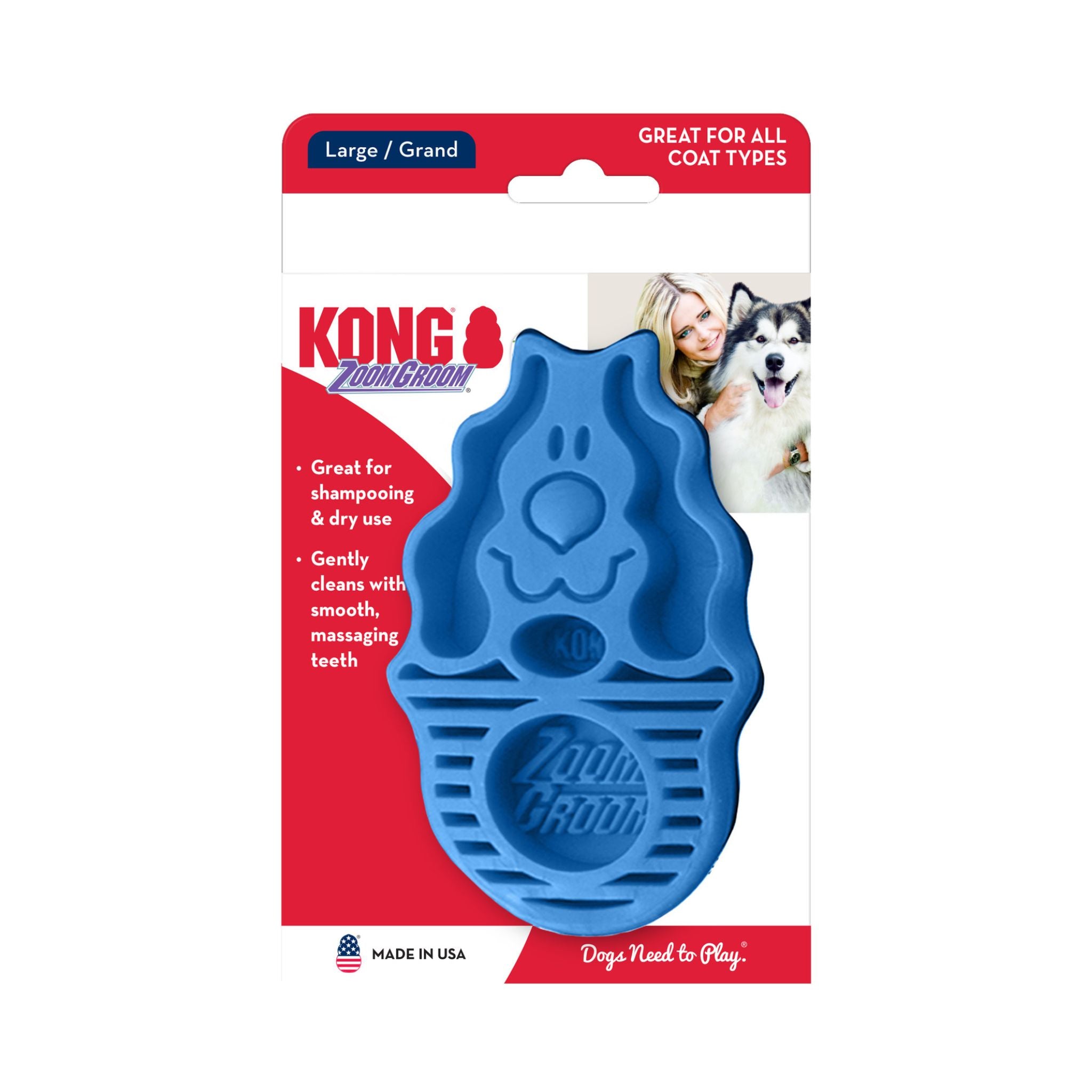 Boysenberry KONG ZoomGroom dog brush in branded packaging, ideal for dog grooming.