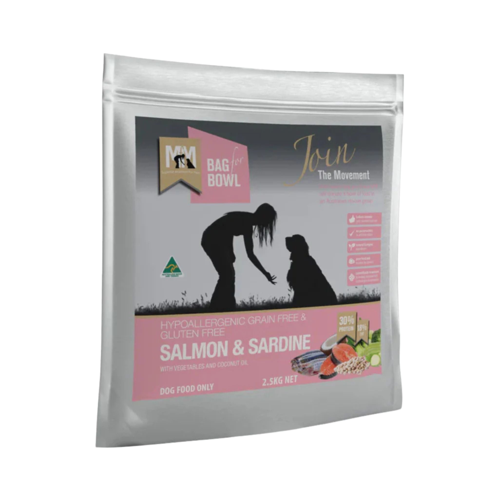 Meals for Mutts Salmon & Sardine Dry Dog Food 2.5kg bag - grain-free hypoallergenic nutrition for dogs