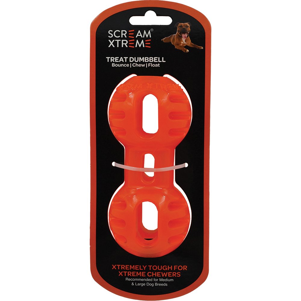Orange Treat-Dispensing Dumbbell Toy - Scream Xtreme for Dogs
