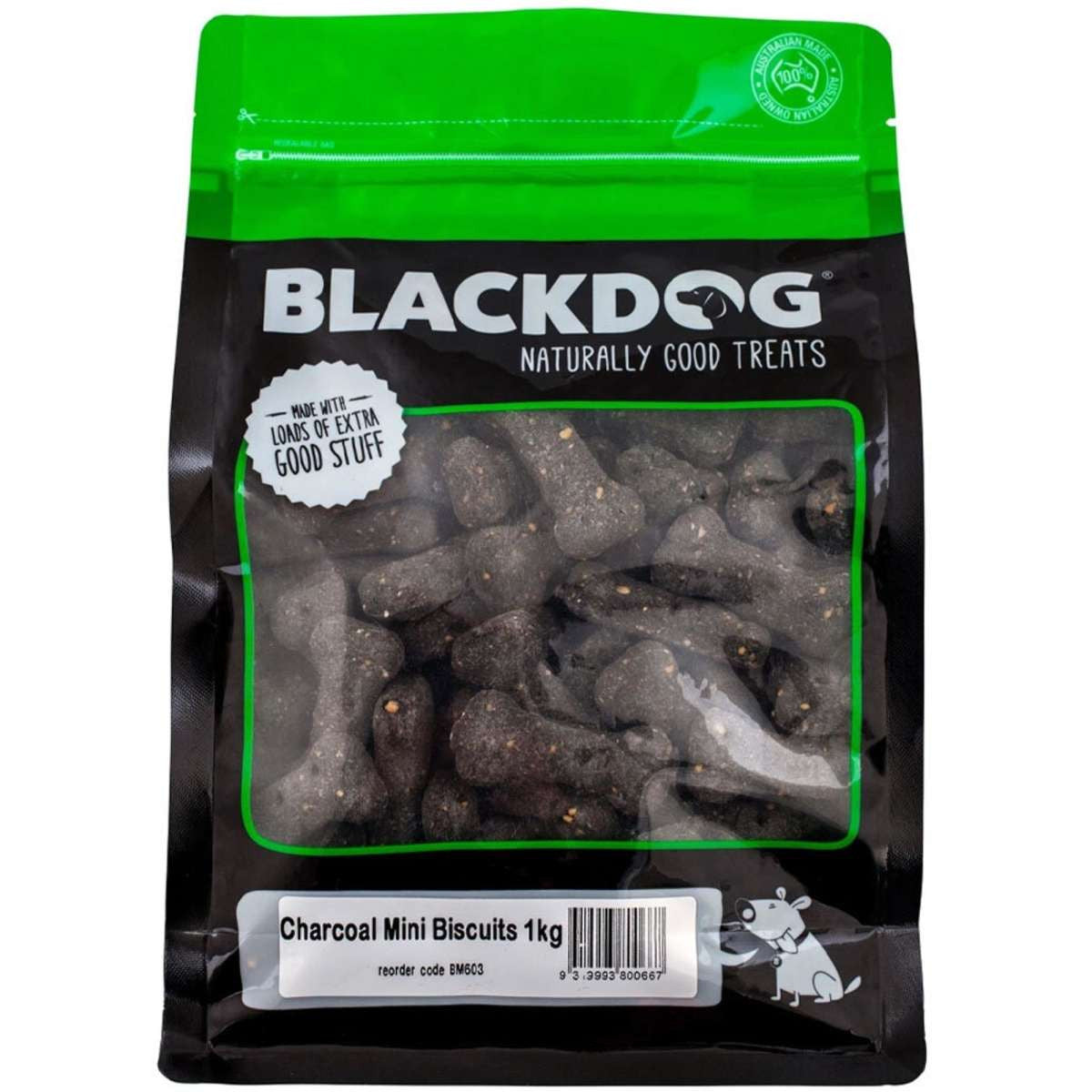 Blackdog Mini Charcoal Biscuits 1kg - Australian Made Healthy Dog Treats