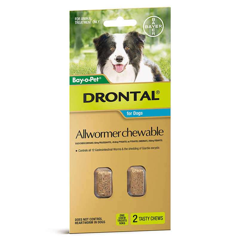 Drontal Allwormer Chewable 10kg, Medium Dogs (2 Pack)