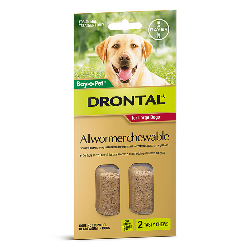 Drontal Allwormer Chewable 35kg, Large Dog (2 Pack)