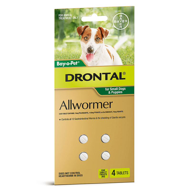 Drontal Allwormer Tablets 3kg, Small Dogs & Puppies