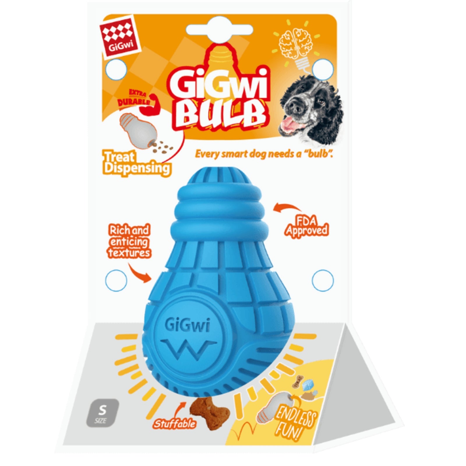 GIGWI Bulb Treat Dispensing Interactive Dog Toy - Small Blue