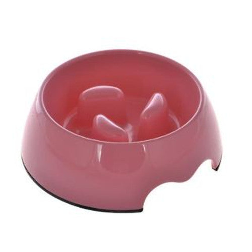 LePets Melamine Slow Feed Dog Bowl - Pink