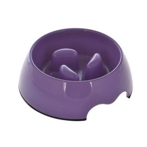 LePets Melamine Slow Feed Dog Bowl - Purple