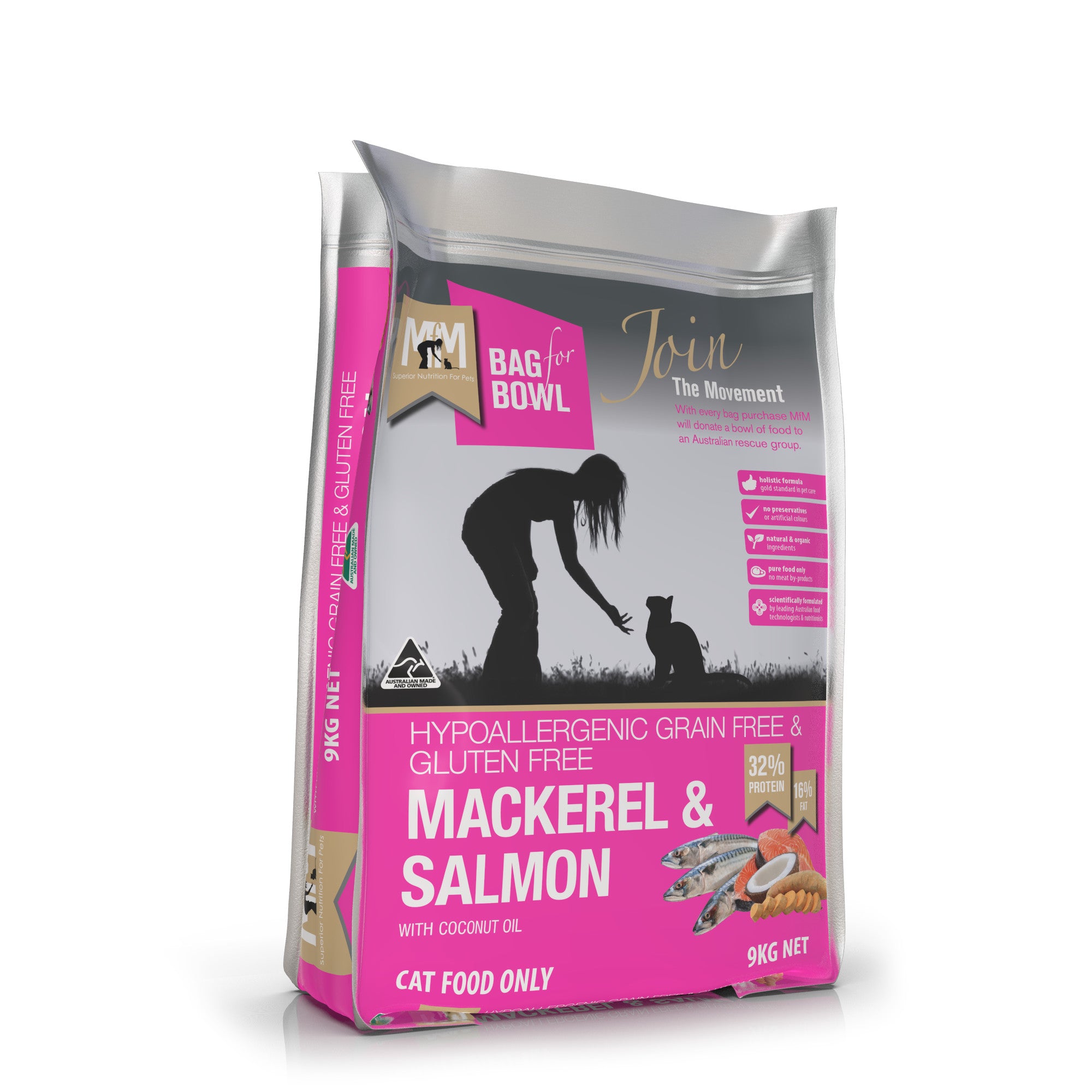 Meals for Meows Mackerel & Salmon Dry Cat Food 9kg.