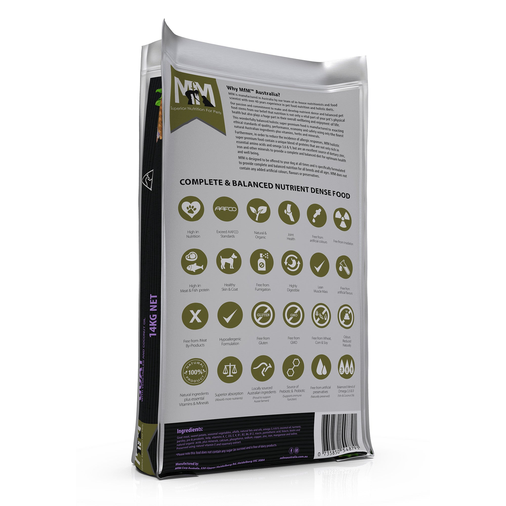 Meals for Mutts Goat Single Meat Protein Dog Food - Back.