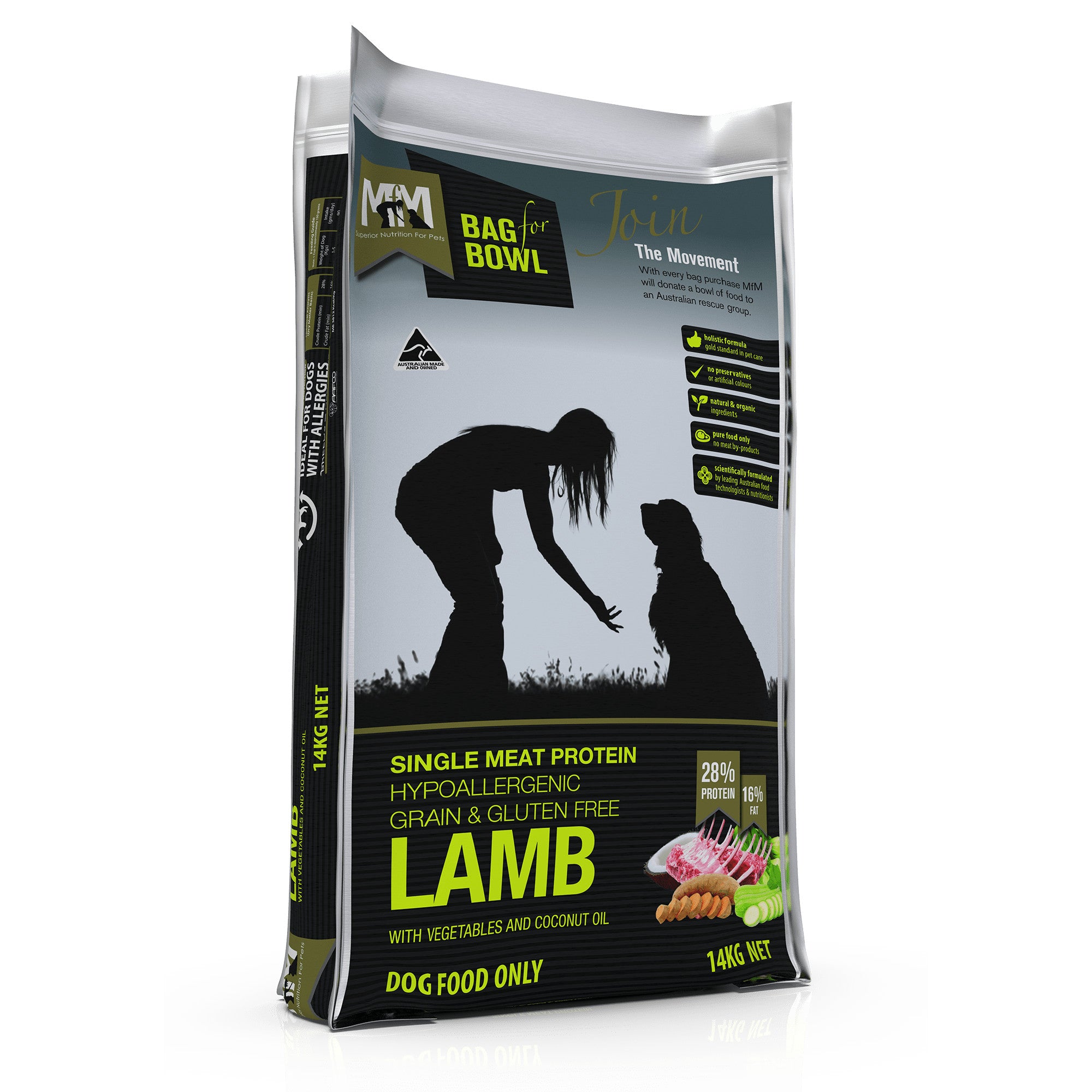 Meals for Mutts Lamb Single Meat Protein Dog Food 14kg.