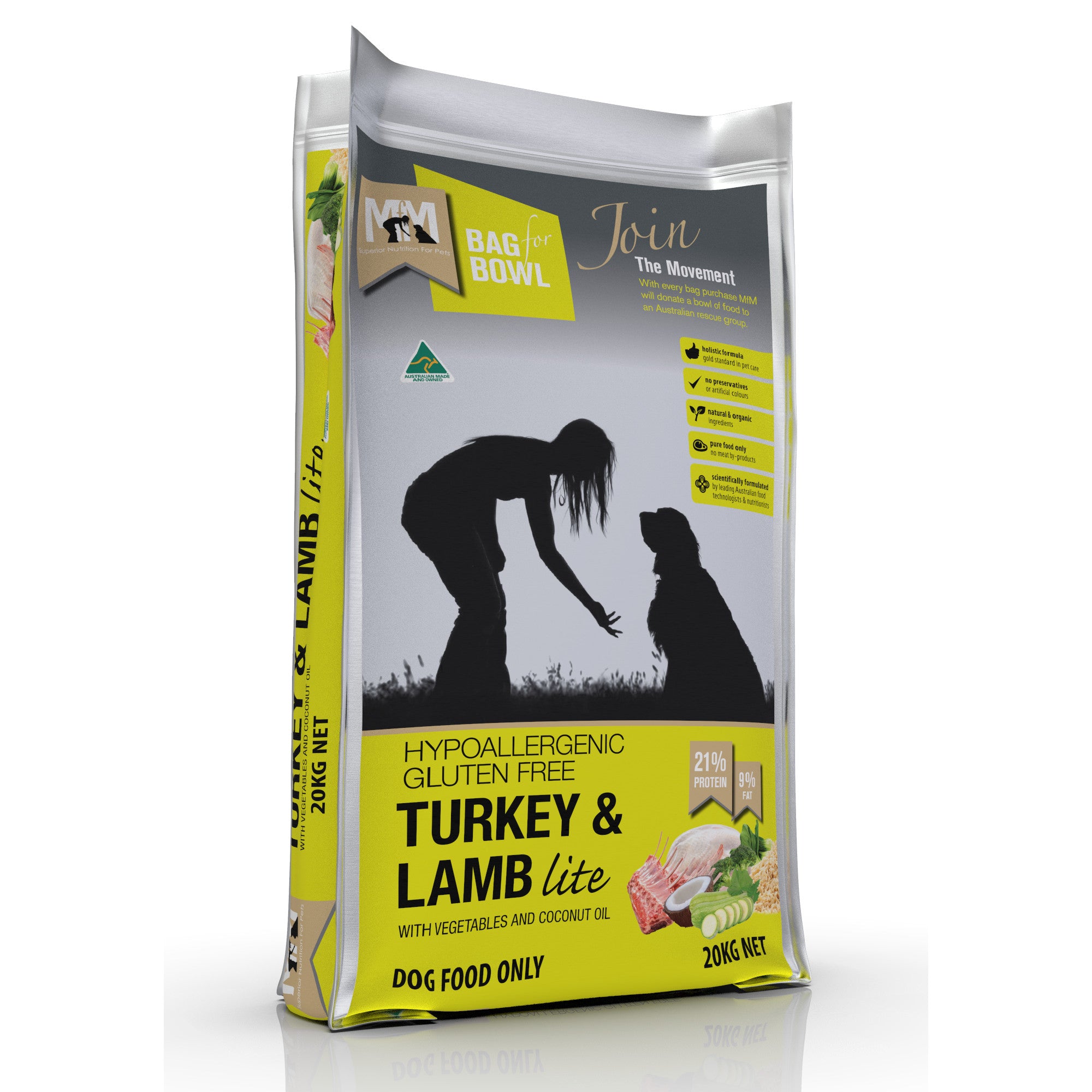 Meals for Mutts Turkey & Lamb Lite Dog Food 20kg.