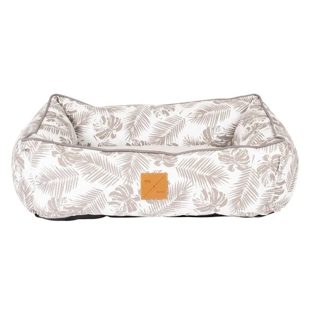 Mog & Bone Bolster Bed Mocca Tropical Leaves Print - Dog Bed