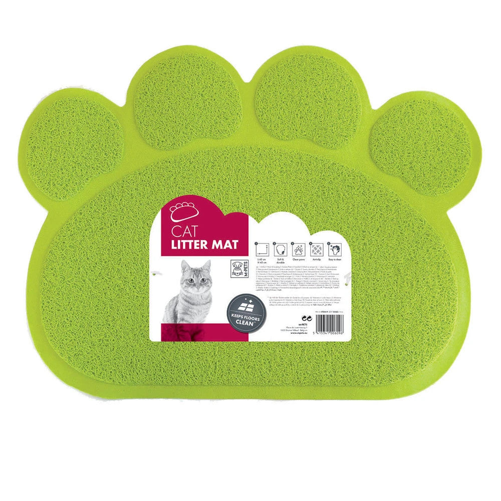 M-PETS Paw Cat Litter Mat Green