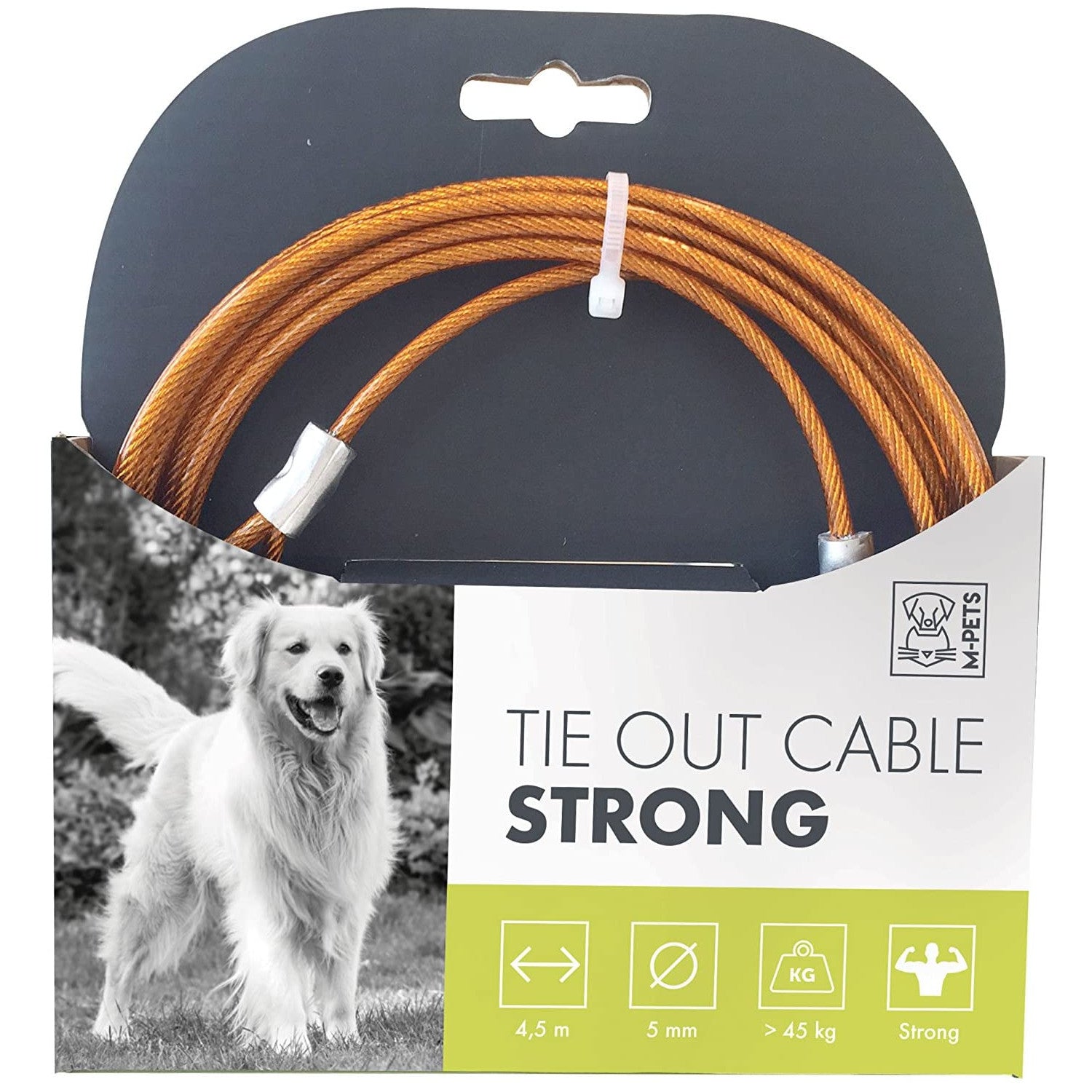 M-PETS Tie Out Cable, for Dogs up to 45kg  - 4.5m