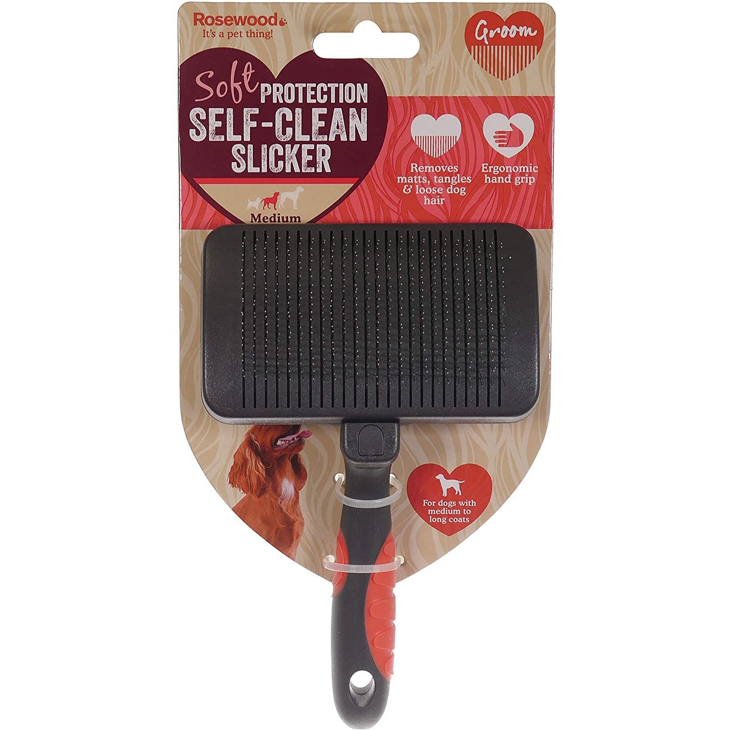 Rosewood Self Cleaning Slicker Brush - Medium