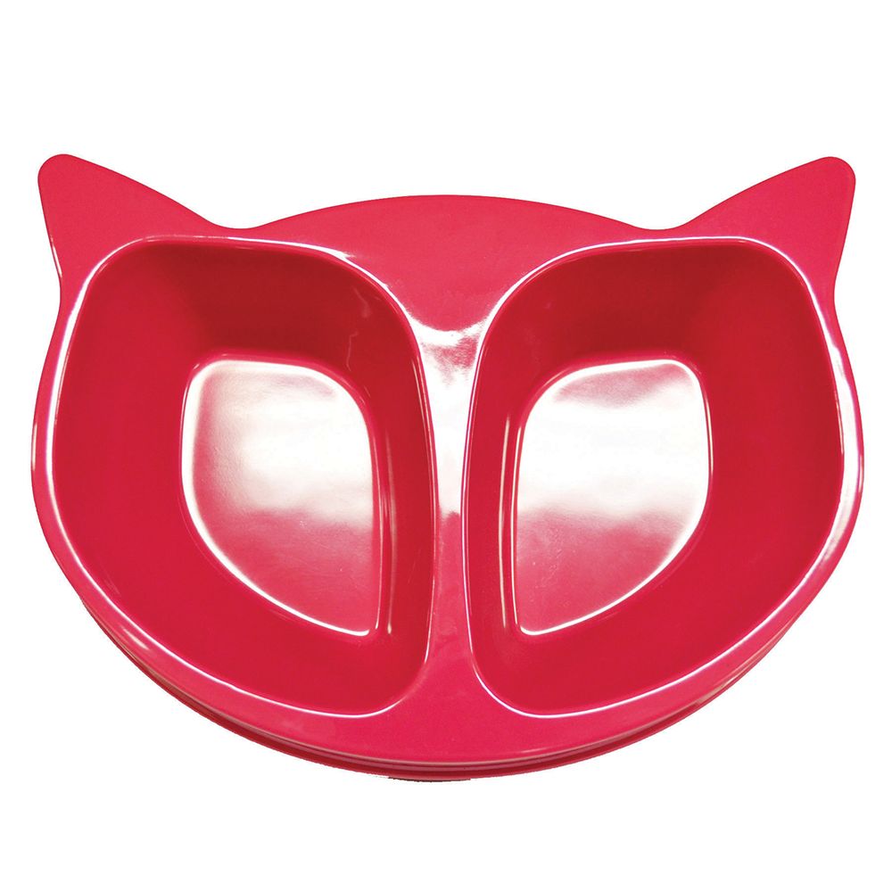 Scream Cat Face Double Bowl - Loud Pink