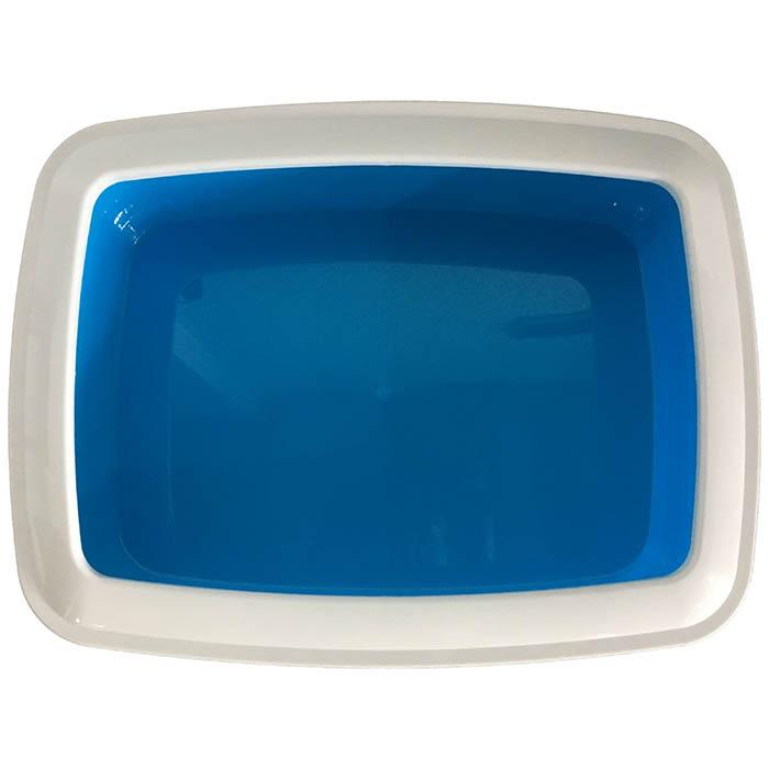 Scream Blue Cat Litter Tray with removable white outer rim to help prevent spills and tracking.