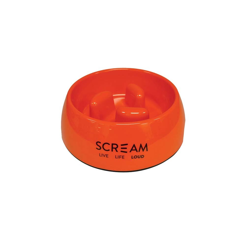 Scream Round Slow-Down Pillar Bowl for Dogs - Loud Orange 200ml