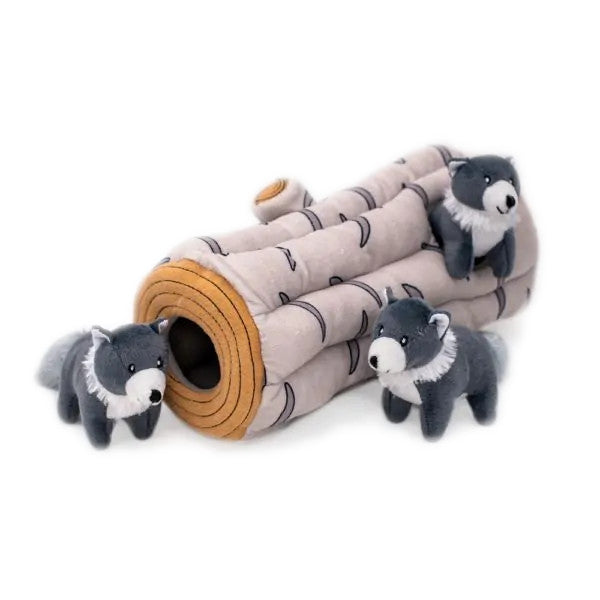 ZippyPaws Zippy Burrow Log Arctic Wolf Dog Toy