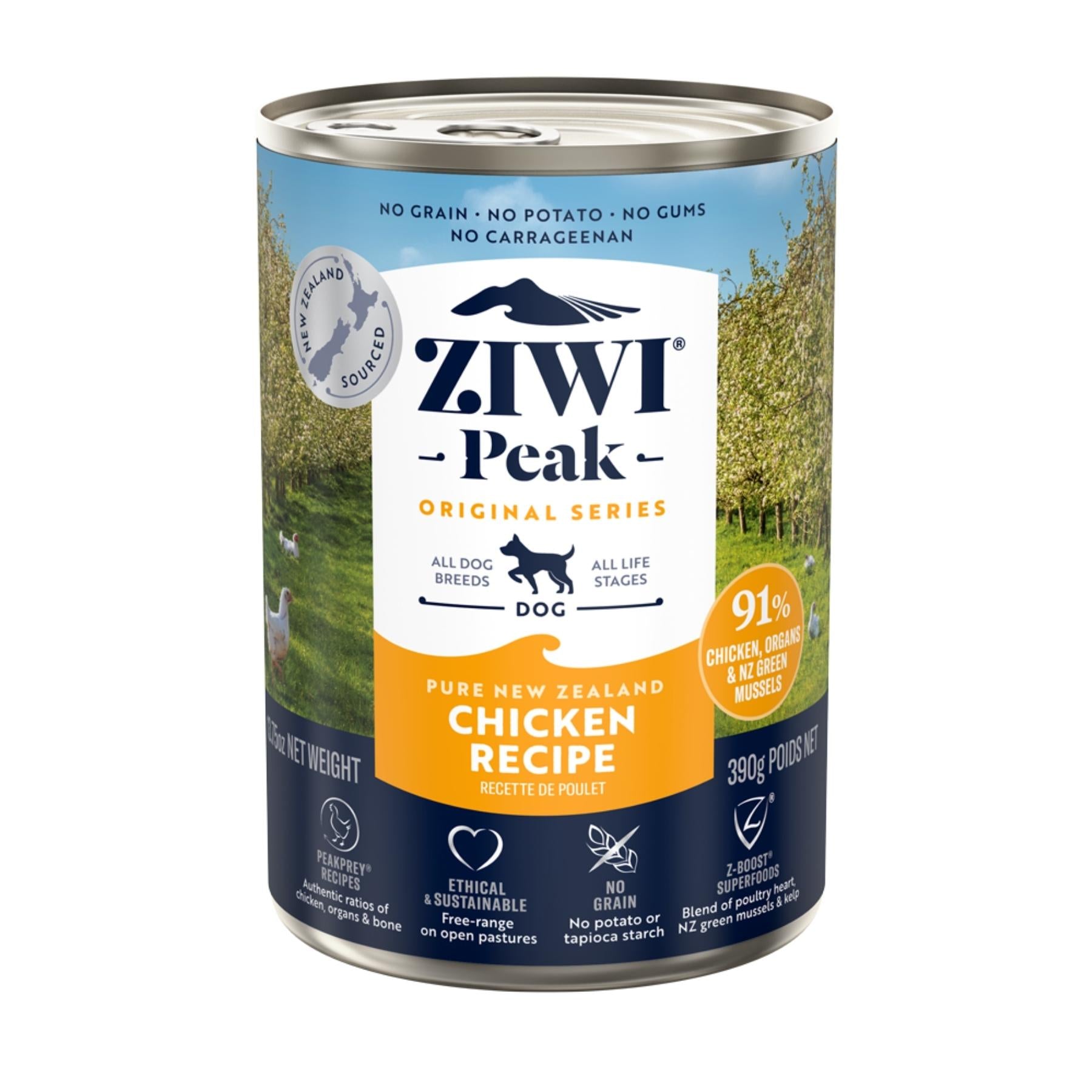 ZIWI Peak Wet Dog Food Chicken Recipe 390g Can