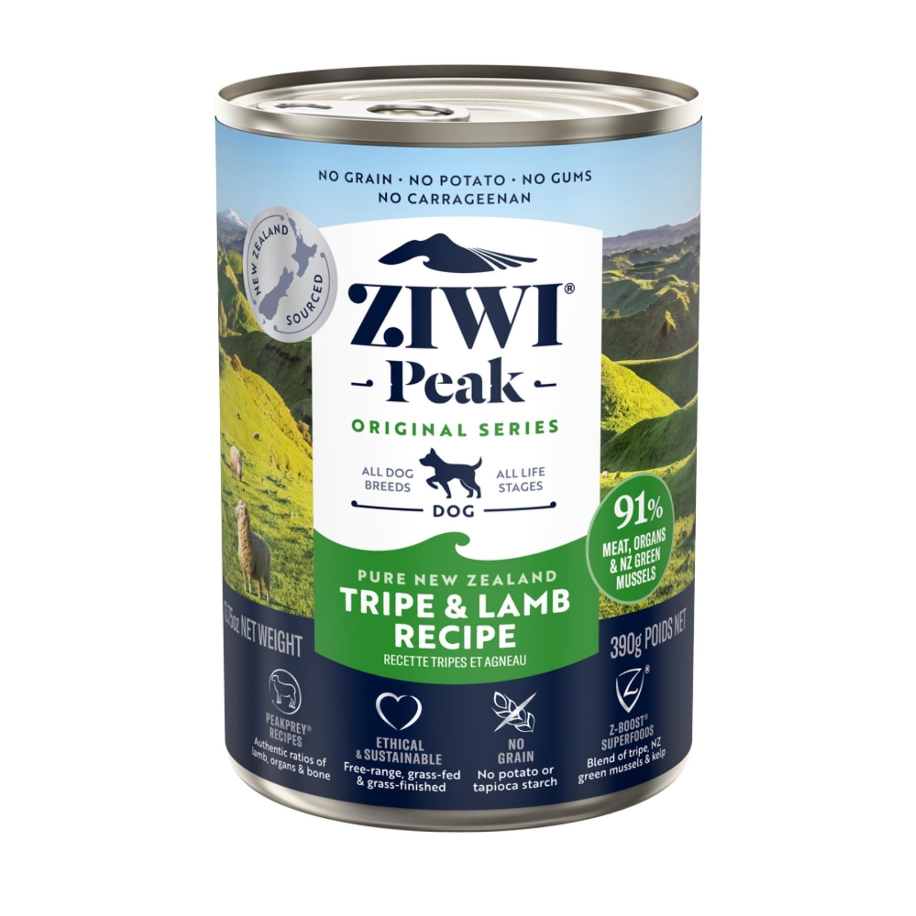 ZIWI Peak Wet Dog Food Tripe & Lamb Recipe 390g Can