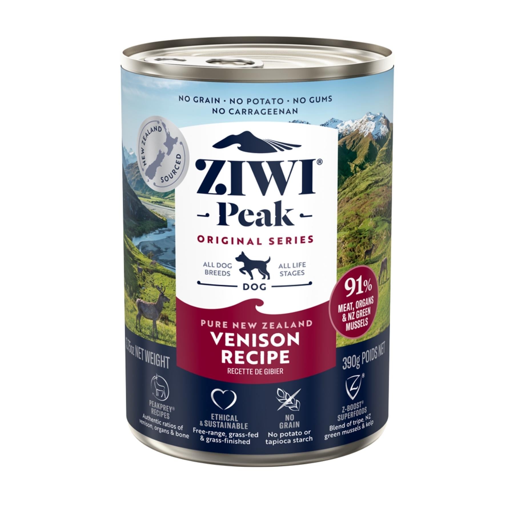 ZIWI Peak Wet Dog Food Venison Recipe 390g Can