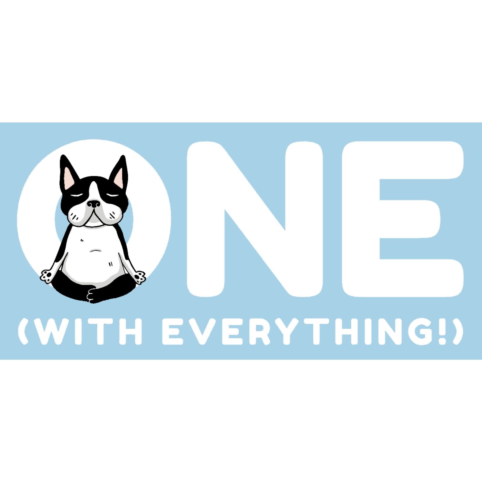 ONE With Everything Dog Treats logo featuring a dog and the brand name in bold, friendly lettering.