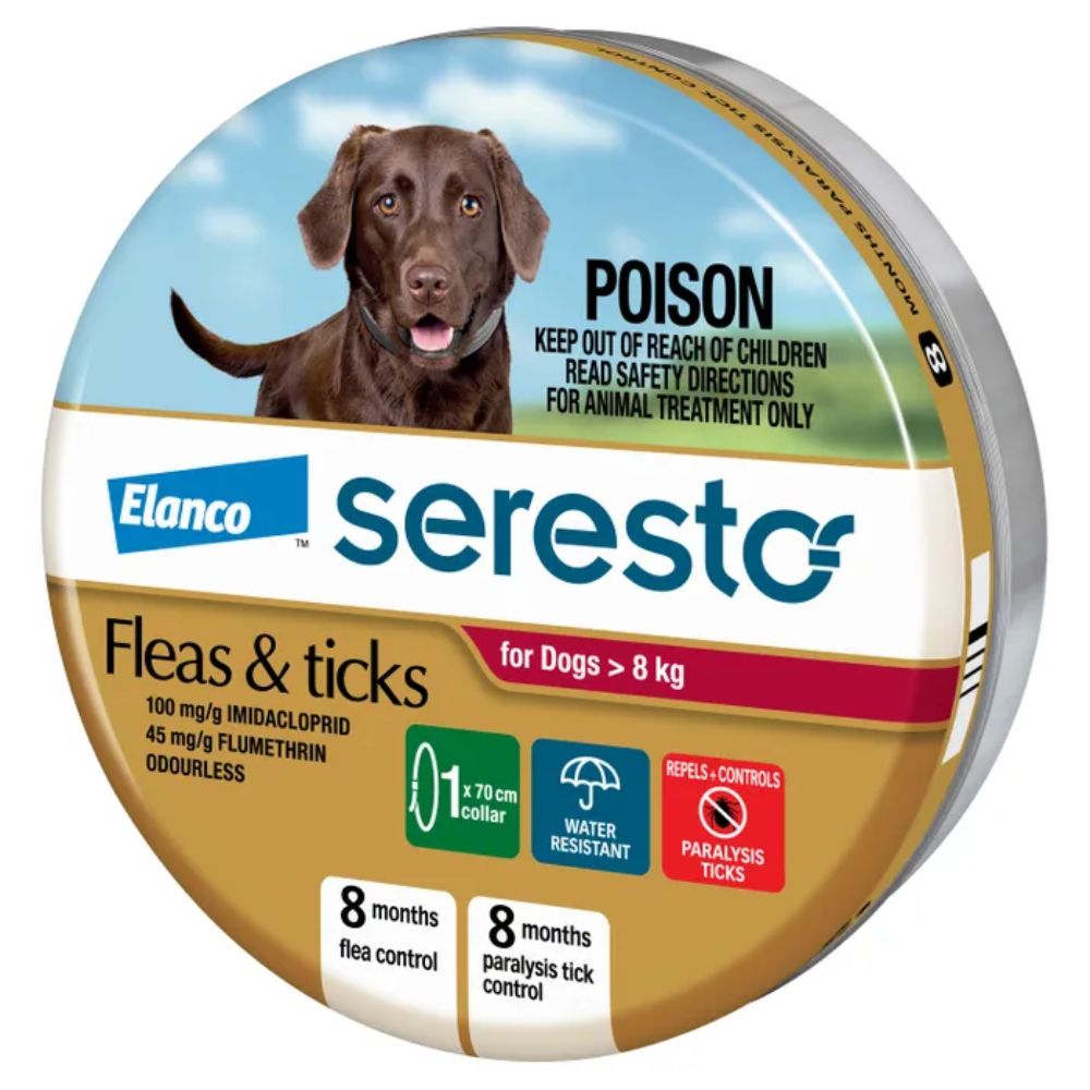 Seresto Flea and Tick Collar for large Dogs Over 8kg.