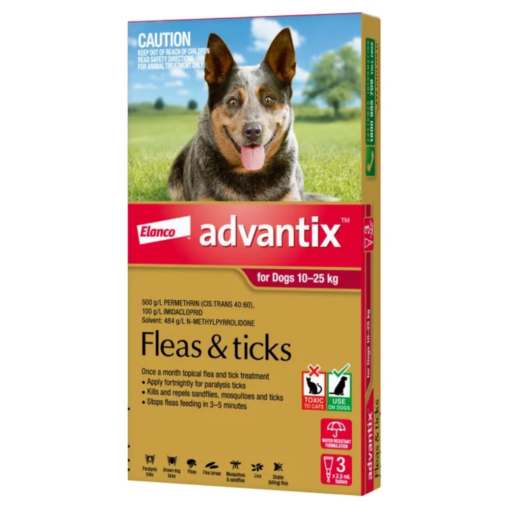 Advantix Fleas and Ticks for Large Dogs 10-25kg (3-Pack).