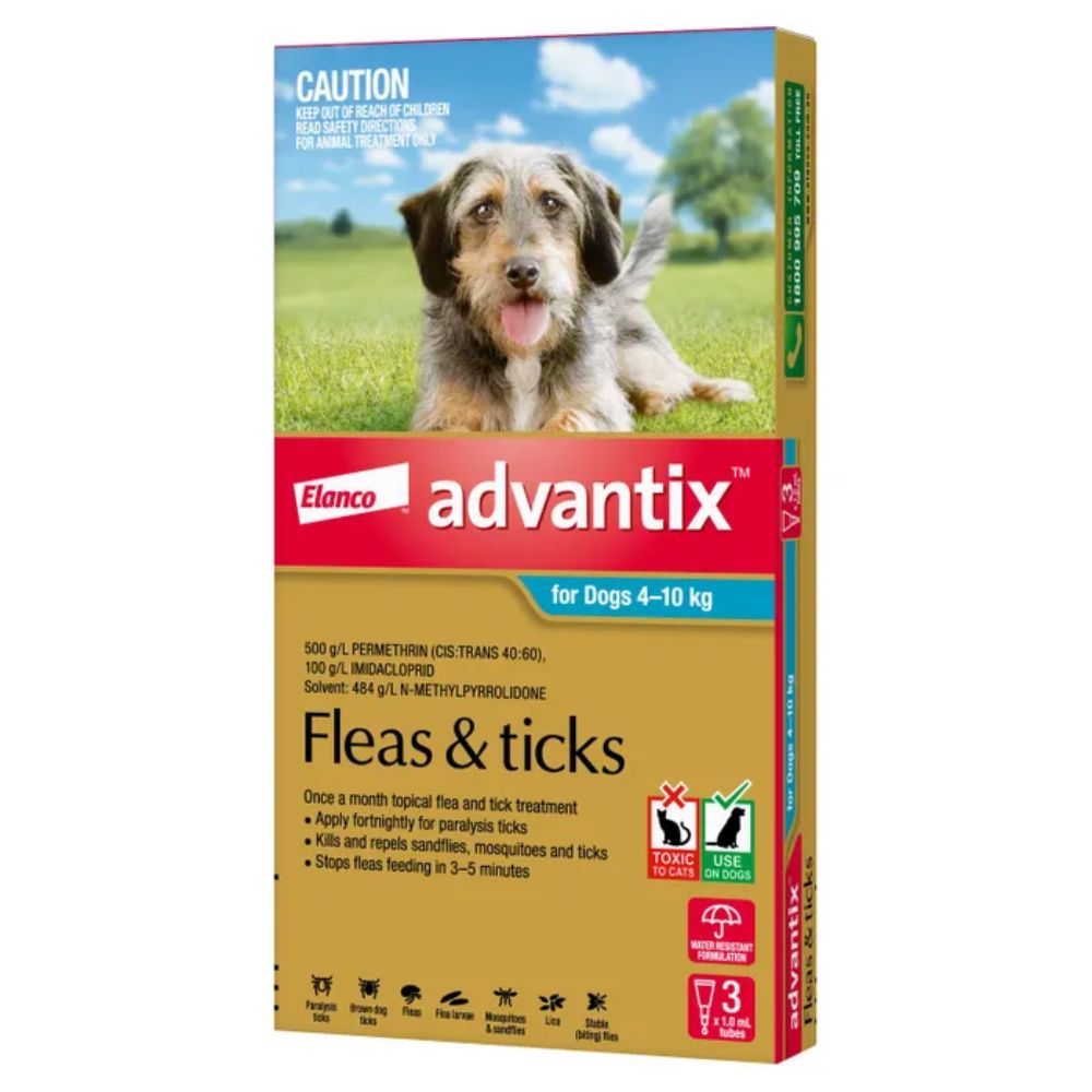 Advantix Fleas and Ticks for Medium Dogs 4-10kg (3-pack).