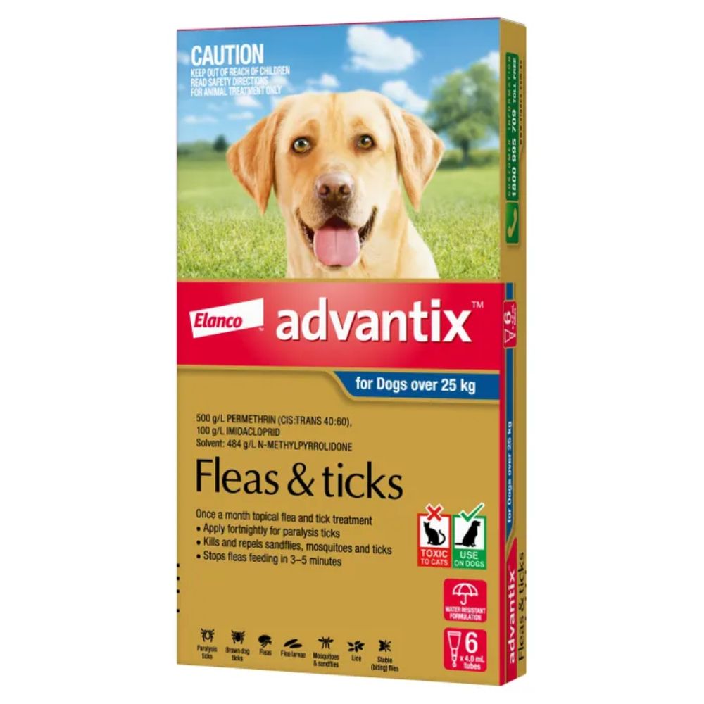 Advantix Fleas and Ticks for Extra Large Dogs Over 25kg (6-pack).