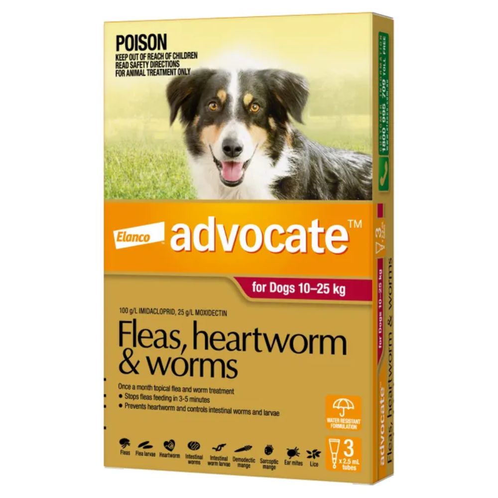 Advocate Large Dog Red 10 to 25Kg 3 Pack