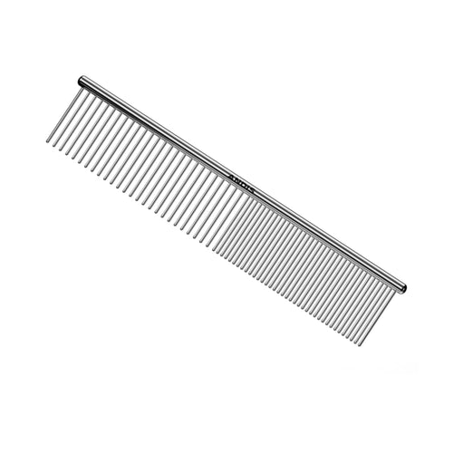 Full-length image of the Andis comb at an angle, displaying the entire comb and its durable steel teeth.