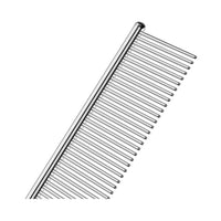 Half-length angled shot focusing on the fine steel teeth of the Andis 19cm pet grooming comb.