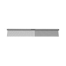 Horizontal angle of the Andis 19cm Steel Comb lying flat, highlighting the length and tooth spacing for effective grooming.