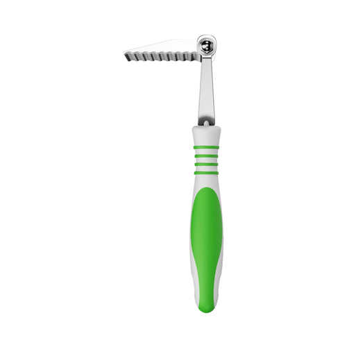 Standalone image of the Andis Dematting Rake in green, side view