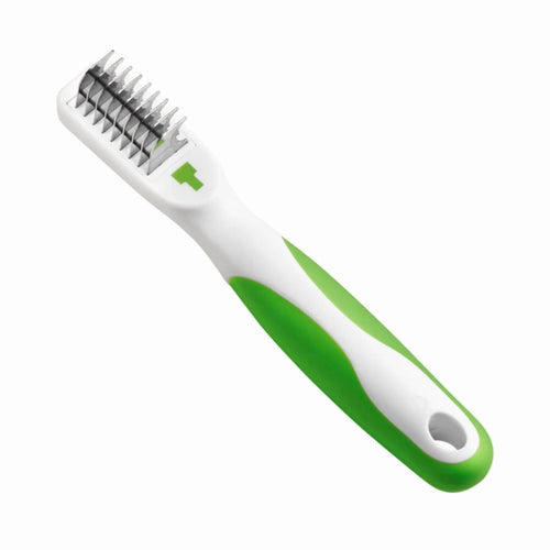 Angled shot from the front, focusing on the sharp stainless-steel blades.