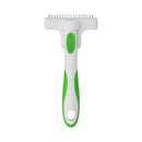 Andis Deshedding Tool for dogs, front view showing the curved stainless steel blade and green anti-slip handle