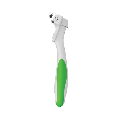 Side view of the Andis De-Shedding tool for all-sized dogs showing the ergonomic grip design and high-grade steel teeth.