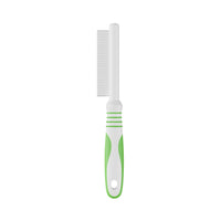 Andis Flea Comb with white and green design, vertical view facing left, ideal for pet grooming and flea removal.