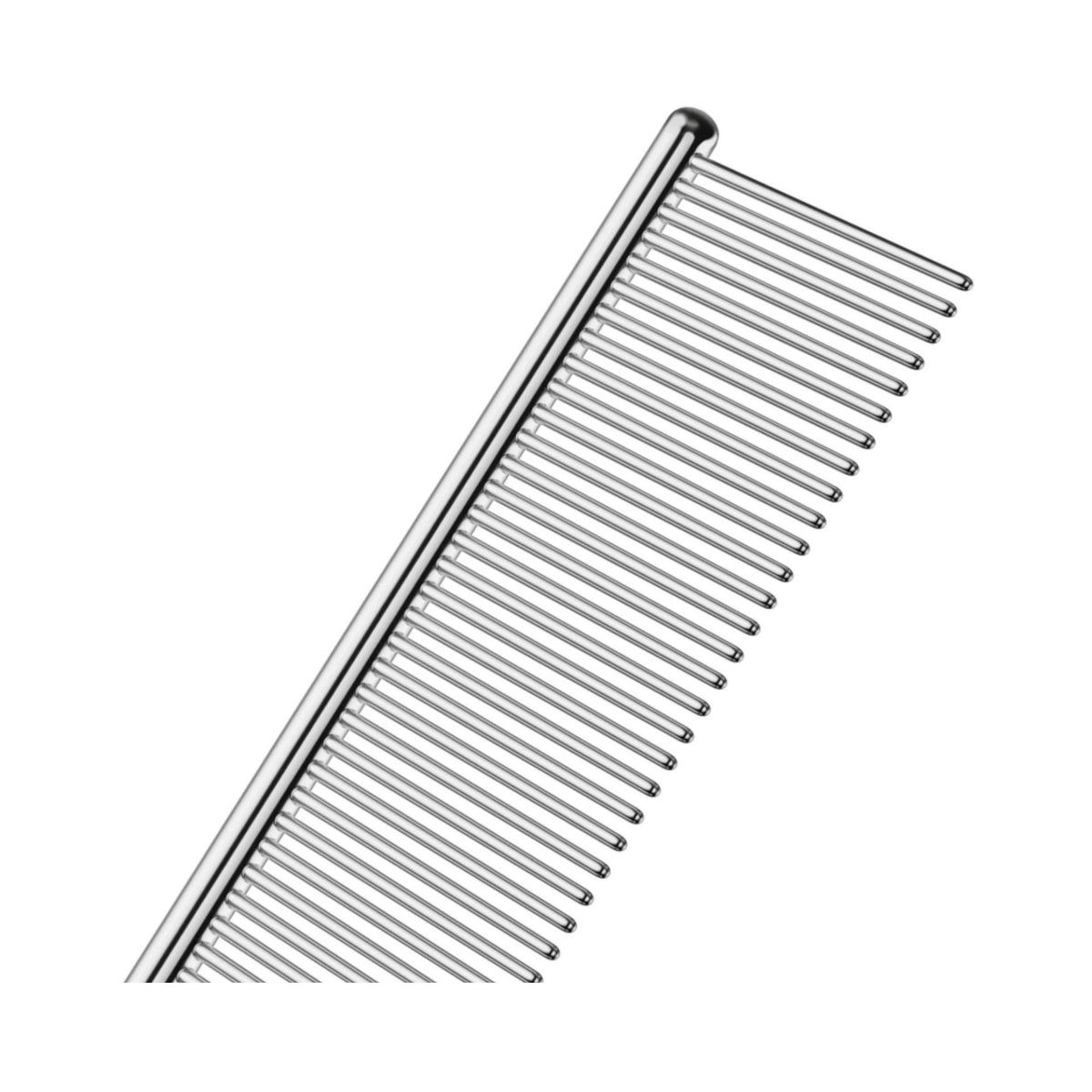 Close-up of the coarse teeth on the Andis 7.5" Steel Comb's dual-tooth design