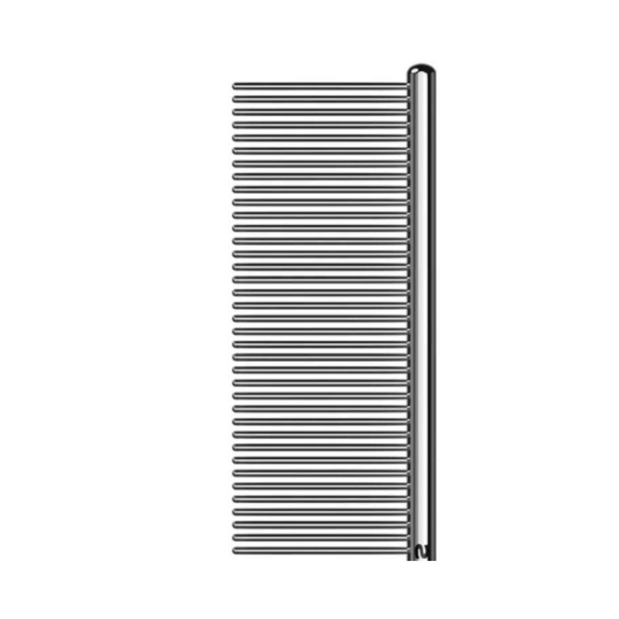 Close-up of the fine teeth on the Andis 7.5" Steel Comb's dual-tooth design