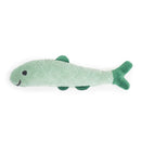 Engaging green fish cat toy with catnip, by Battersea for active play.